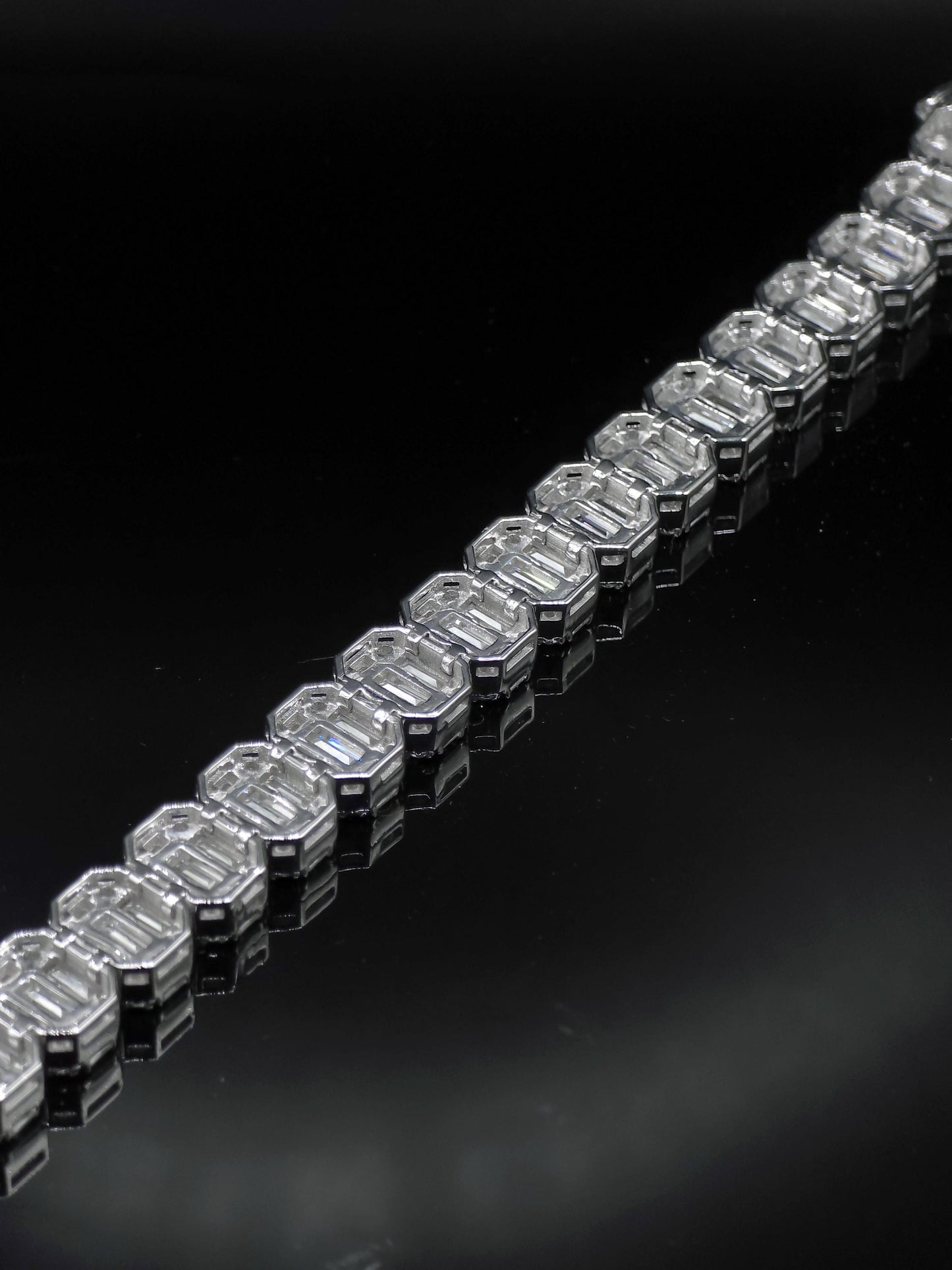 10mm Baguette Moissanite Track Bracelet for Men/Women, VVS1 Moissanite, Passes Diamond Tester, 925 Sterling Silver