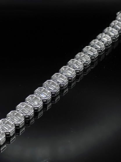 10mm Baguette Moissanite Track Bracelet for Men/Women, VVS1 Moissanite, Passes Diamond Tester, 925 Sterling Silver