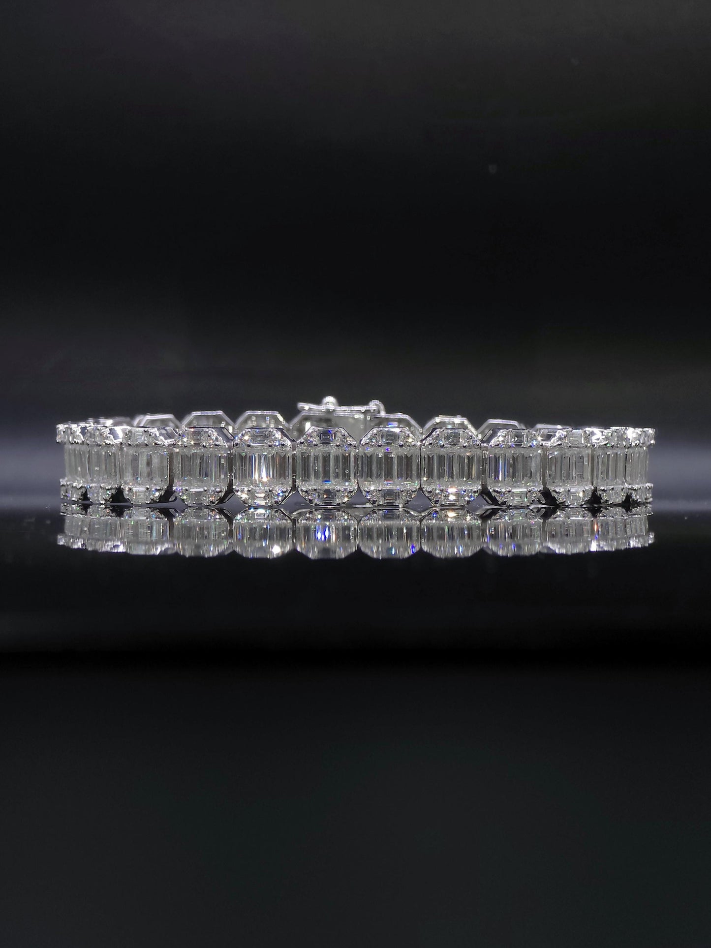 10mm Baguette Moissanite Track Bracelet for Men/Women, VVS1 Moissanite, Passes Diamond Tester, 925 Sterling Silver