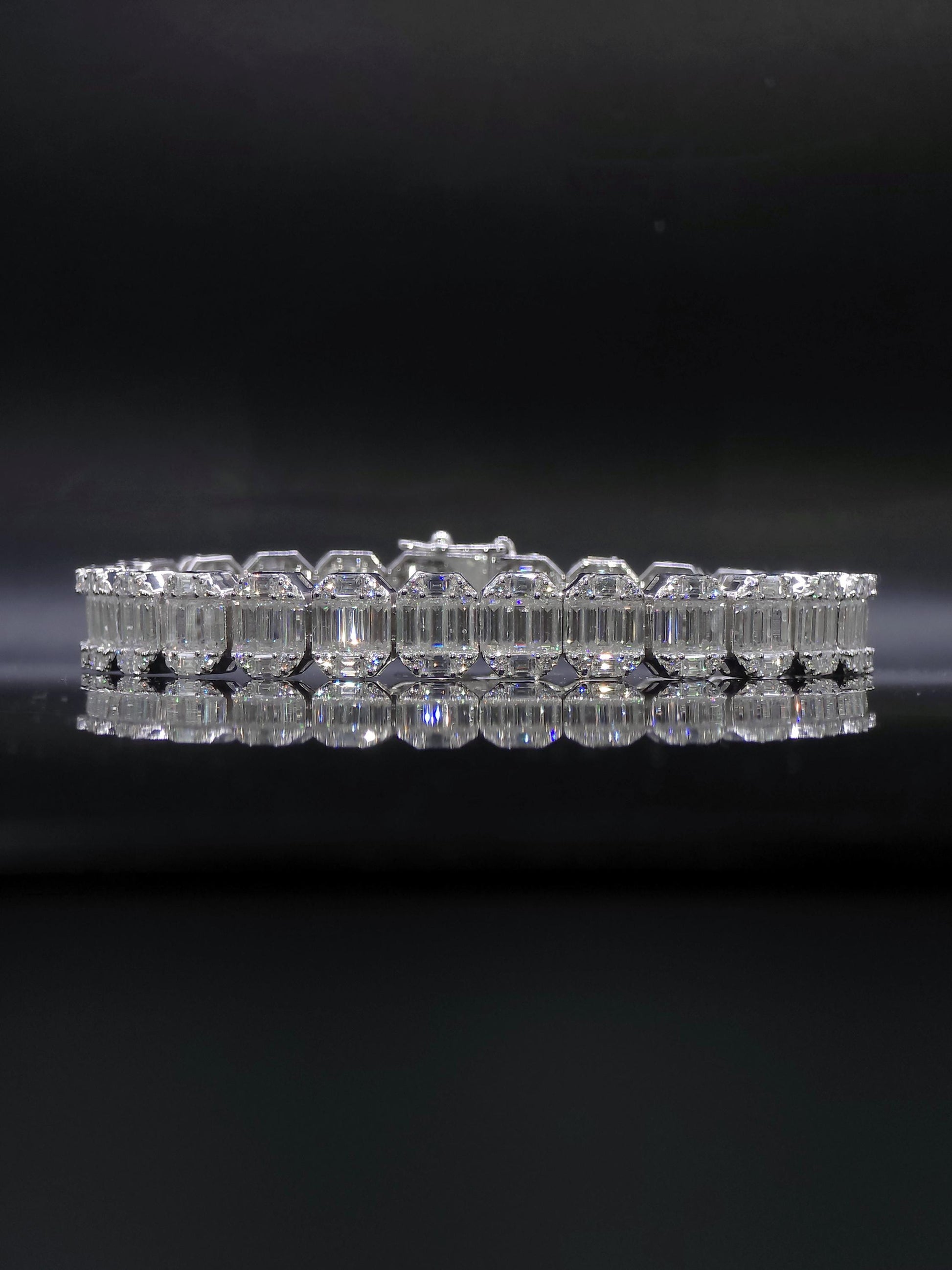10mm Baguette Moissanite Track Bracelet for Men/Women, VVS1 Moissanite, Passes Diamond Tester, 925 Sterling Silver