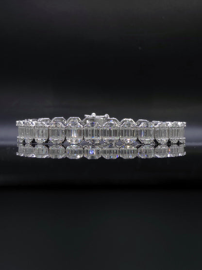 10mm Baguette Moissanite Track Bracelet for Men/Women, VVS1 Moissanite, Passes Diamond Tester, 925 Sterling Silver