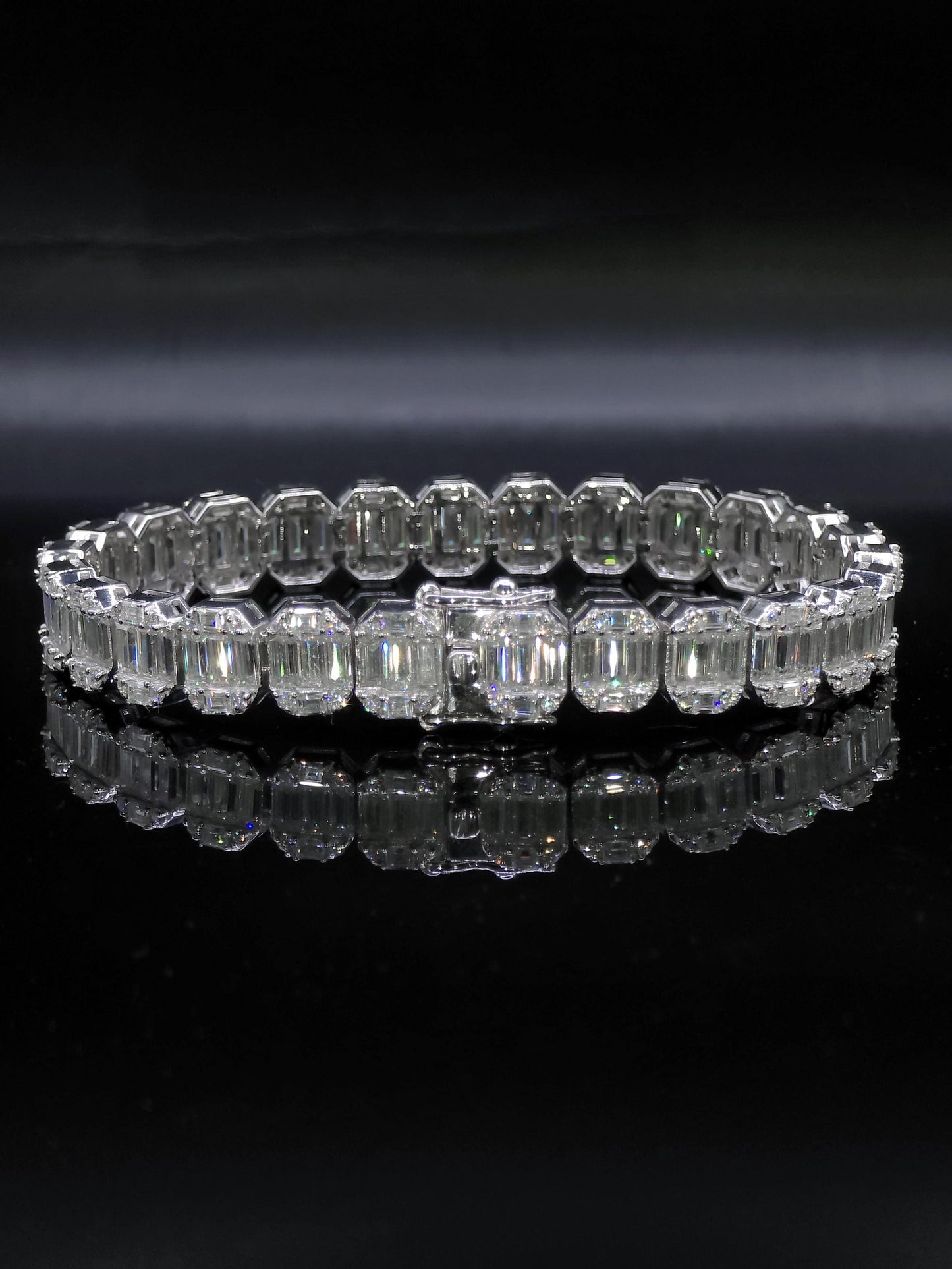 10mm Baguette Moissanite Track Bracelet for Men/Women, VVS1 Moissanite, Passes Diamond Tester, 925 Sterling Silver
