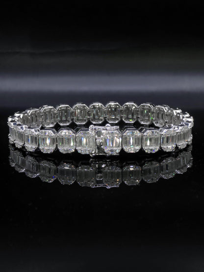 10mm Baguette Moissanite Track Bracelet for Men/Women, VVS1 Moissanite, Passes Diamond Tester, 925 Sterling Silver