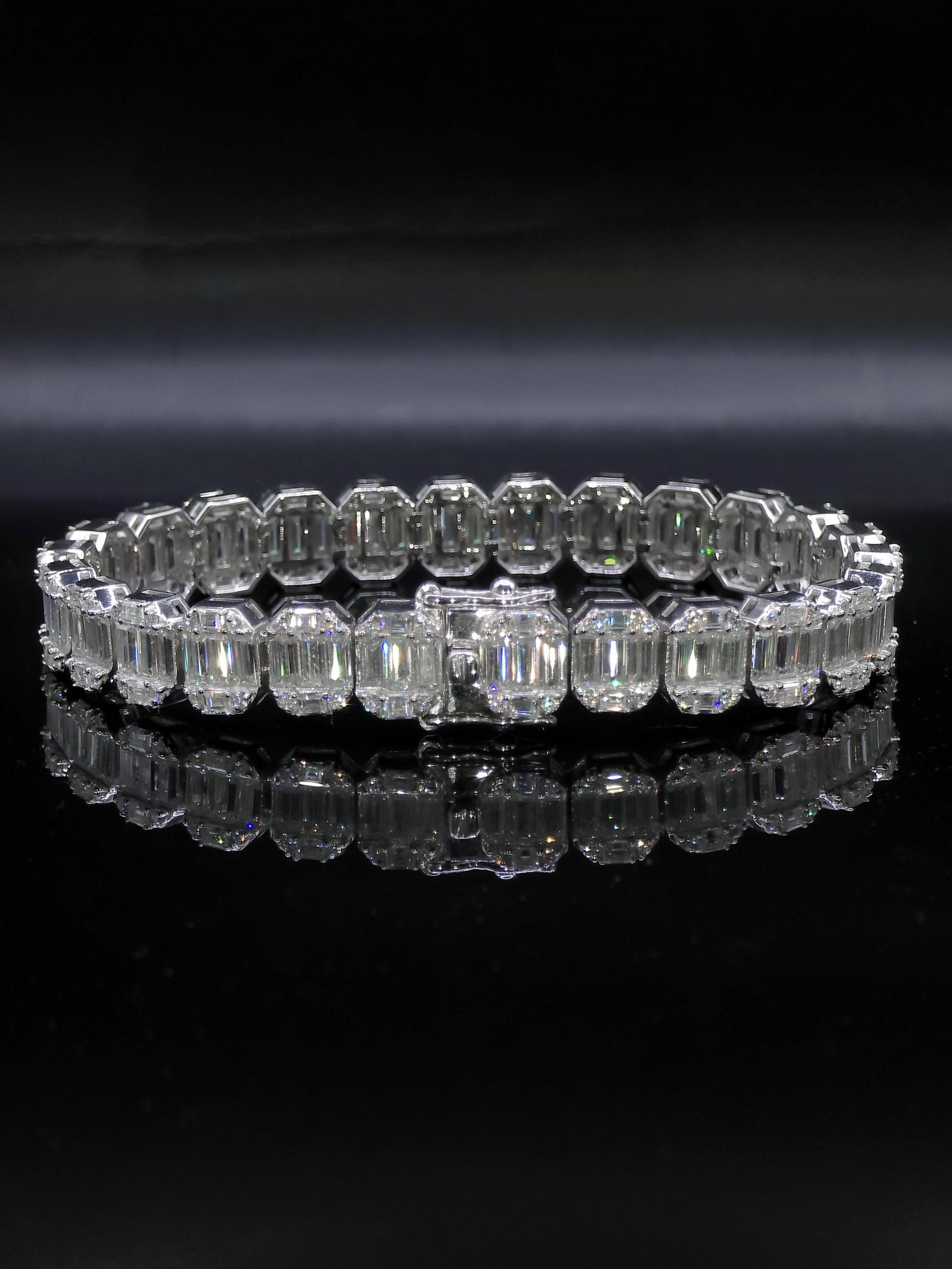 10mm Baguette Moissanite Track Bracelet for Men/Women, VVS1 Moissanite, Passes Diamond Tester, 925 Sterling Silver
