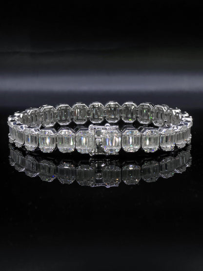 10mm Baguette Moissanite Track Bracelet for Men/Women, VVS1 Moissanite, Passes Diamond Tester, 925 Sterling Silver