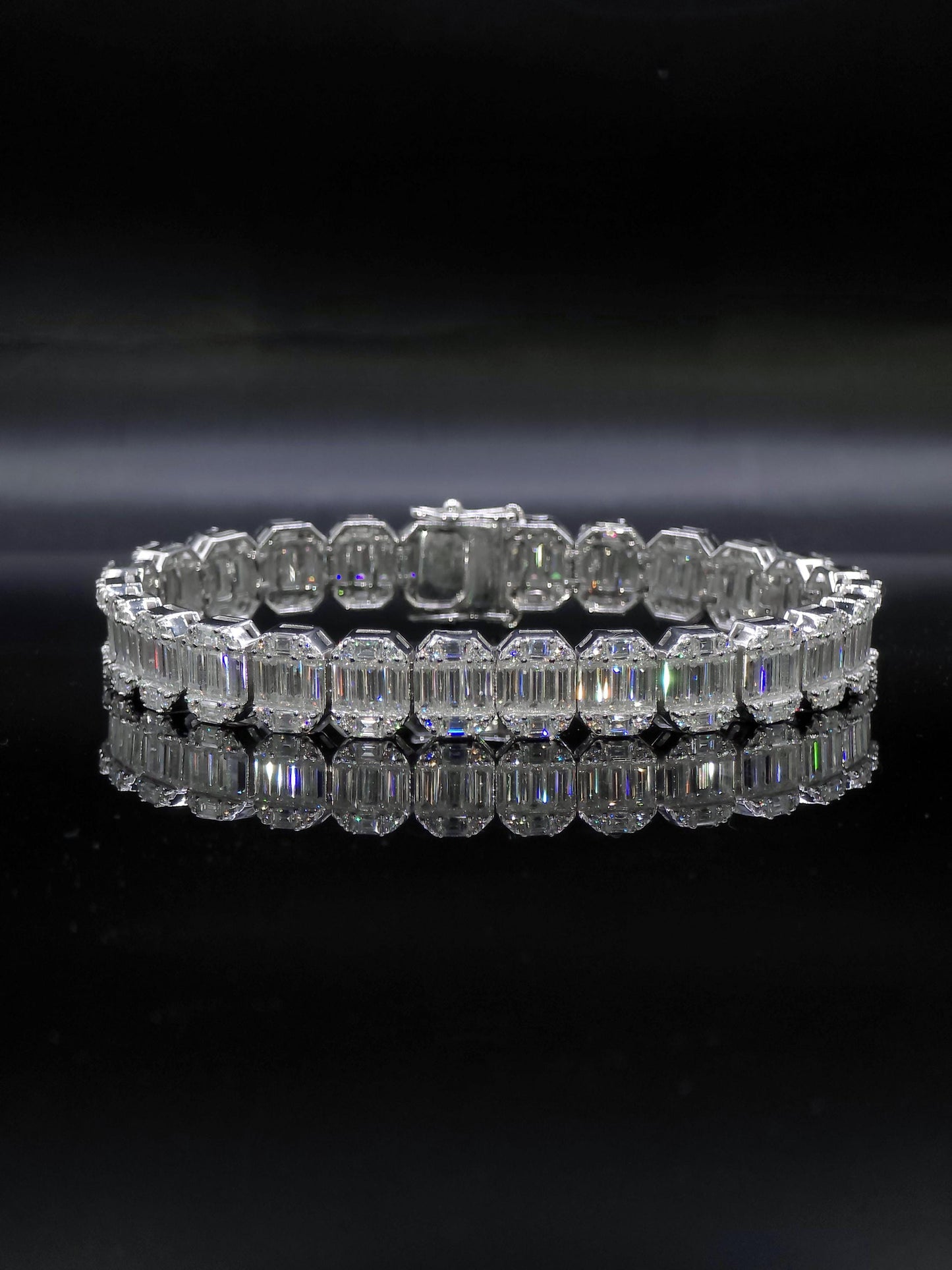 10mm Baguette Moissanite Track Bracelet for Men/Women, VVS1 Moissanite, Passes Diamond Tester, 925 Sterling Silver