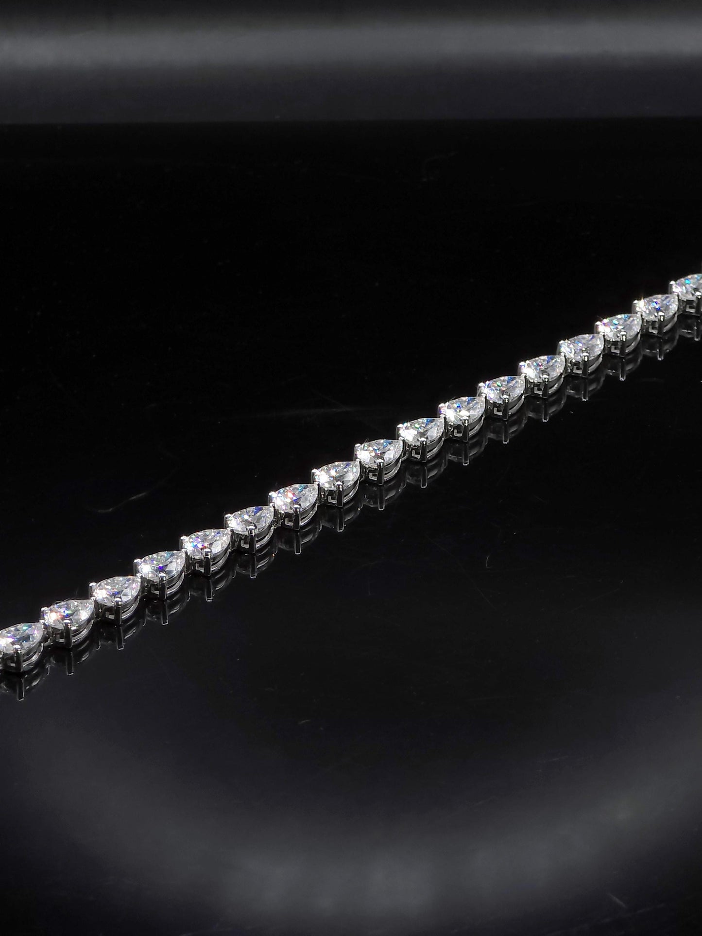 East West Pear Moissanite Track Bracelet, 8x6mm Pear Cut VVS Moissanite, 925 Silver Iced Out Bracelet, Gift for Him/Her