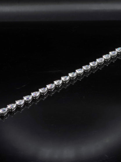 East West Pear Moissanite Track Bracelet, 8x6mm Pear Cut VVS Moissanite, 925 Silver Iced Out Bracelet, Gift for Him/Her