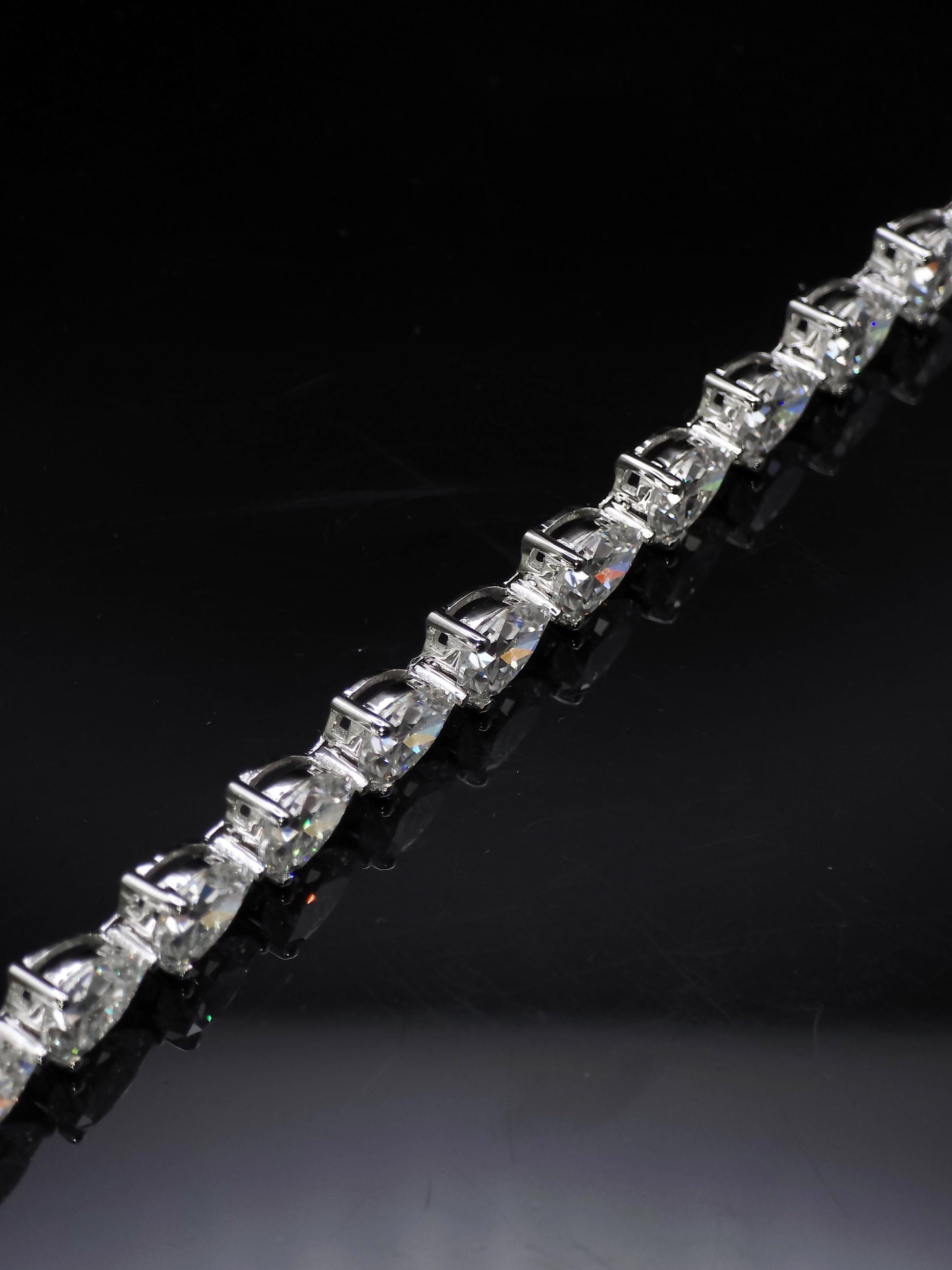 East West Pear Moissanite Track Bracelet, 8x6mm Pear Cut VVS Moissanite, 925 Silver Iced Out Bracelet, Gift for Him/Her