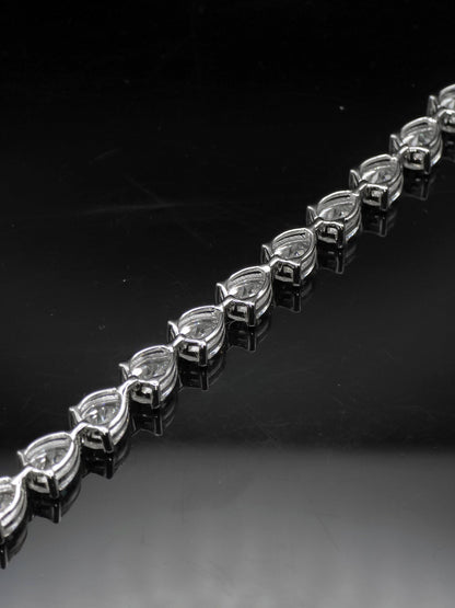 East West Pear Moissanite Track Bracelet, 8x6mm Pear Cut VVS Moissanite, 925 Silver Iced Out Bracelet, Gift for Him/Her