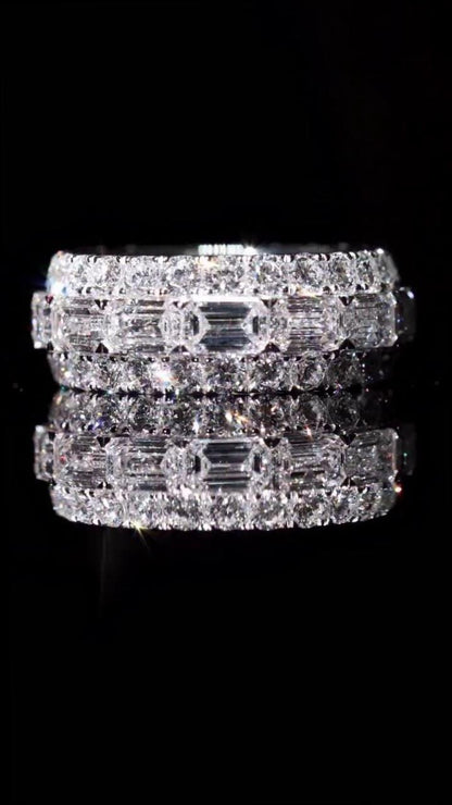 Iced Out Moissanite Eternity Ring – Sterling Silver Luxury Jewelry for Men, Iced Out Pinky Ring, Statement Rings For Him