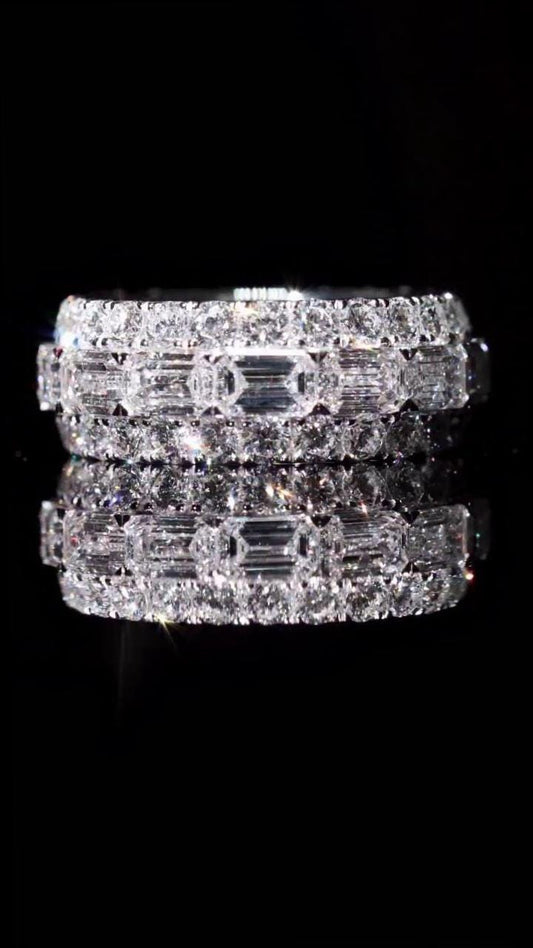 Iced Out Moissanite Eternity Ring – Sterling Silver Luxury Jewelry for Men, Iced Out Pinky Ring, Statement Rings For Him