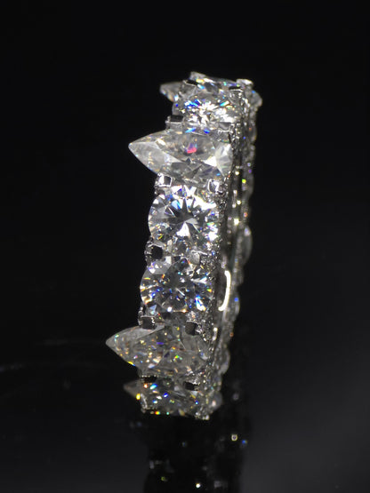 Pear and Round Cut Moissanite Eternity Band Ring | D Color VVS1 Moissanite Diamonds | Full Iced Out Band Ring | 925 Silver