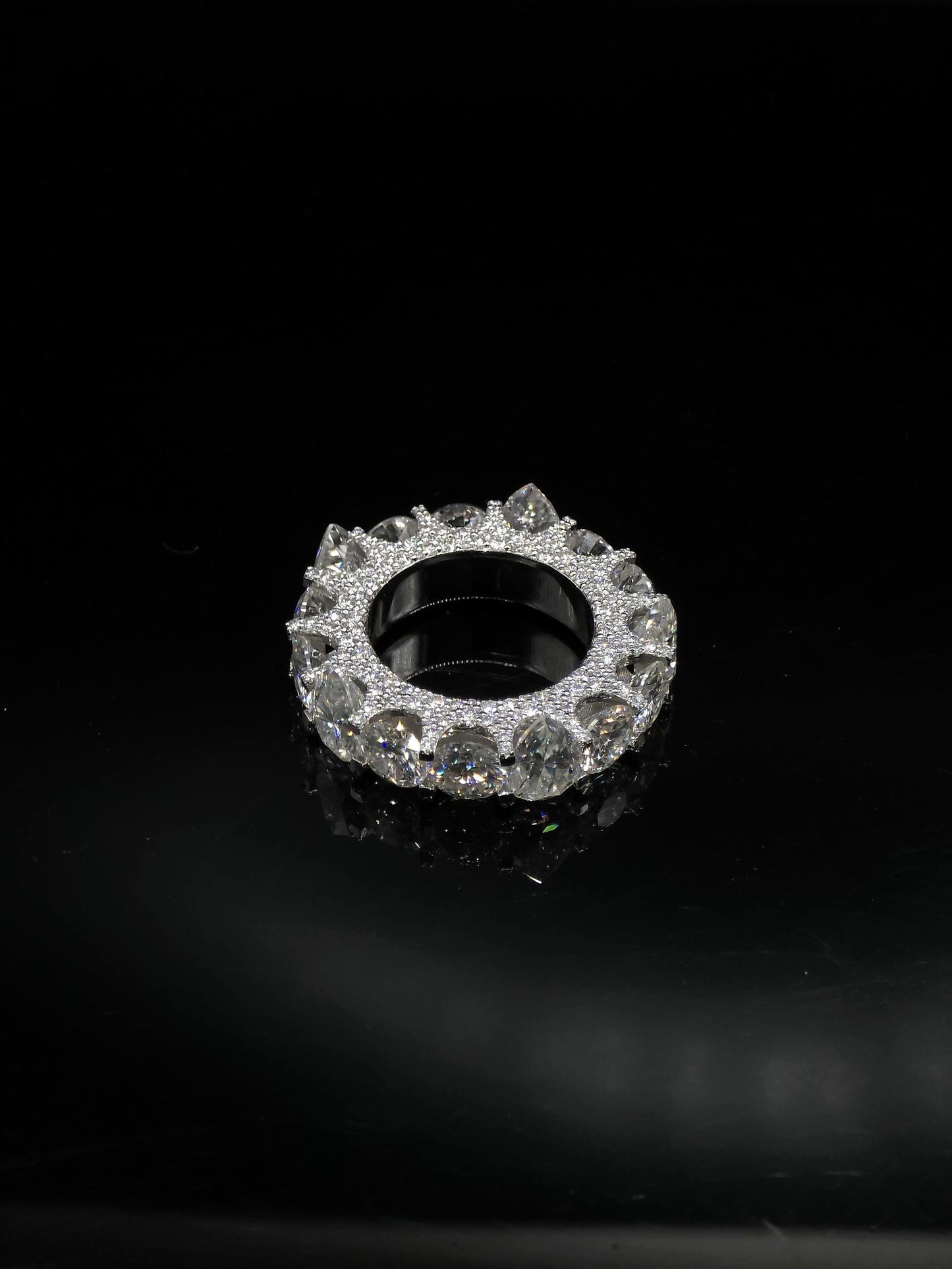 Pear and Round Cut Moissanite Eternity Band Ring | D Color VVS1 Moissanite Diamonds | Full Iced Out Band Ring | 925 Silver