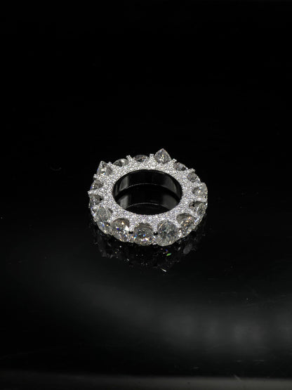 Pear and Round Cut Moissanite Eternity Band Ring | D Color VVS1 Moissanite Diamonds | Full Iced Out Band Ring | 925 Silver