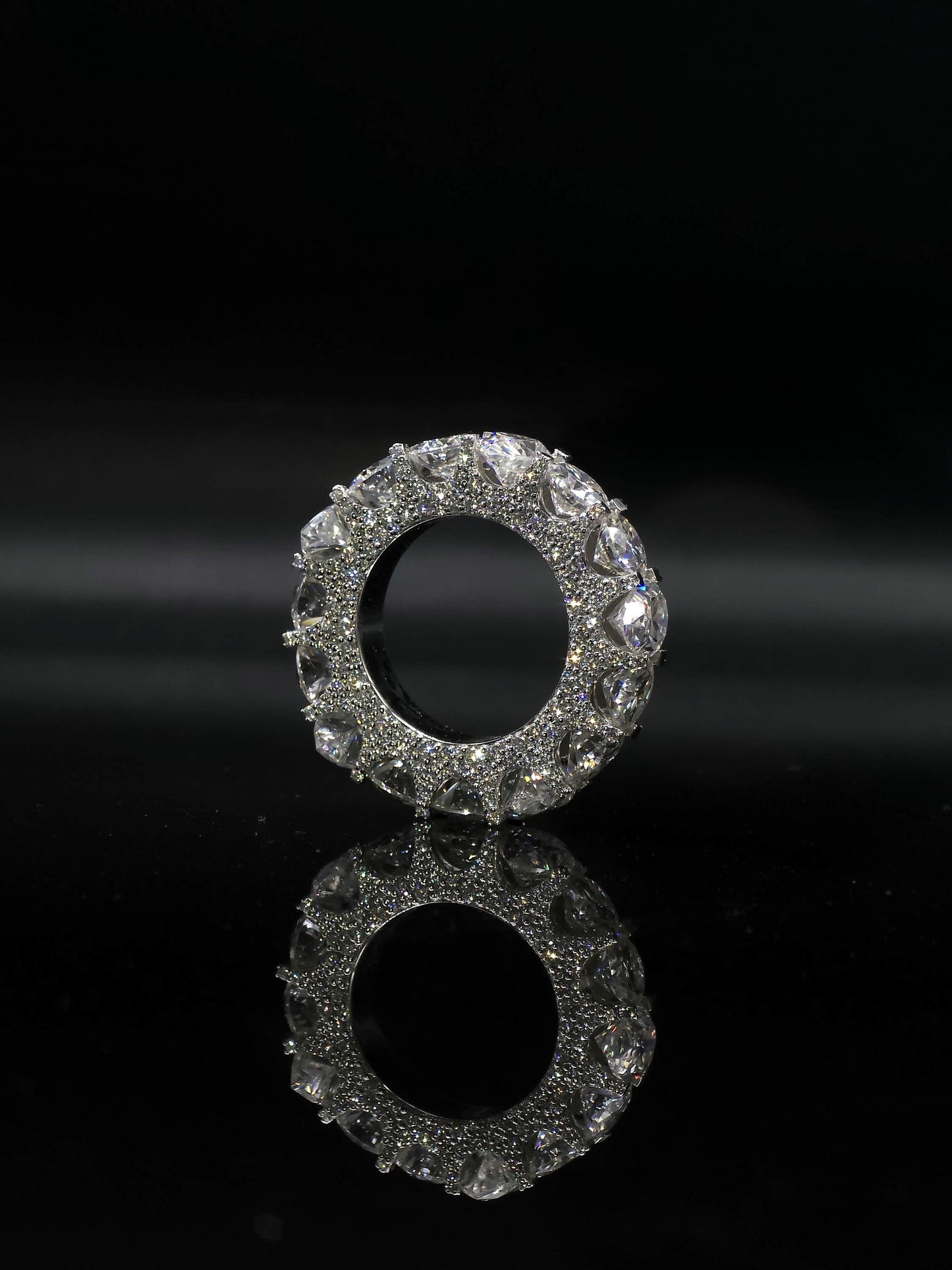 Pear and Round Cut Moissanite Eternity Band Ring | D Color VVS1 Moissanite Diamonds | Full Iced Out Band Ring | 925 Silver