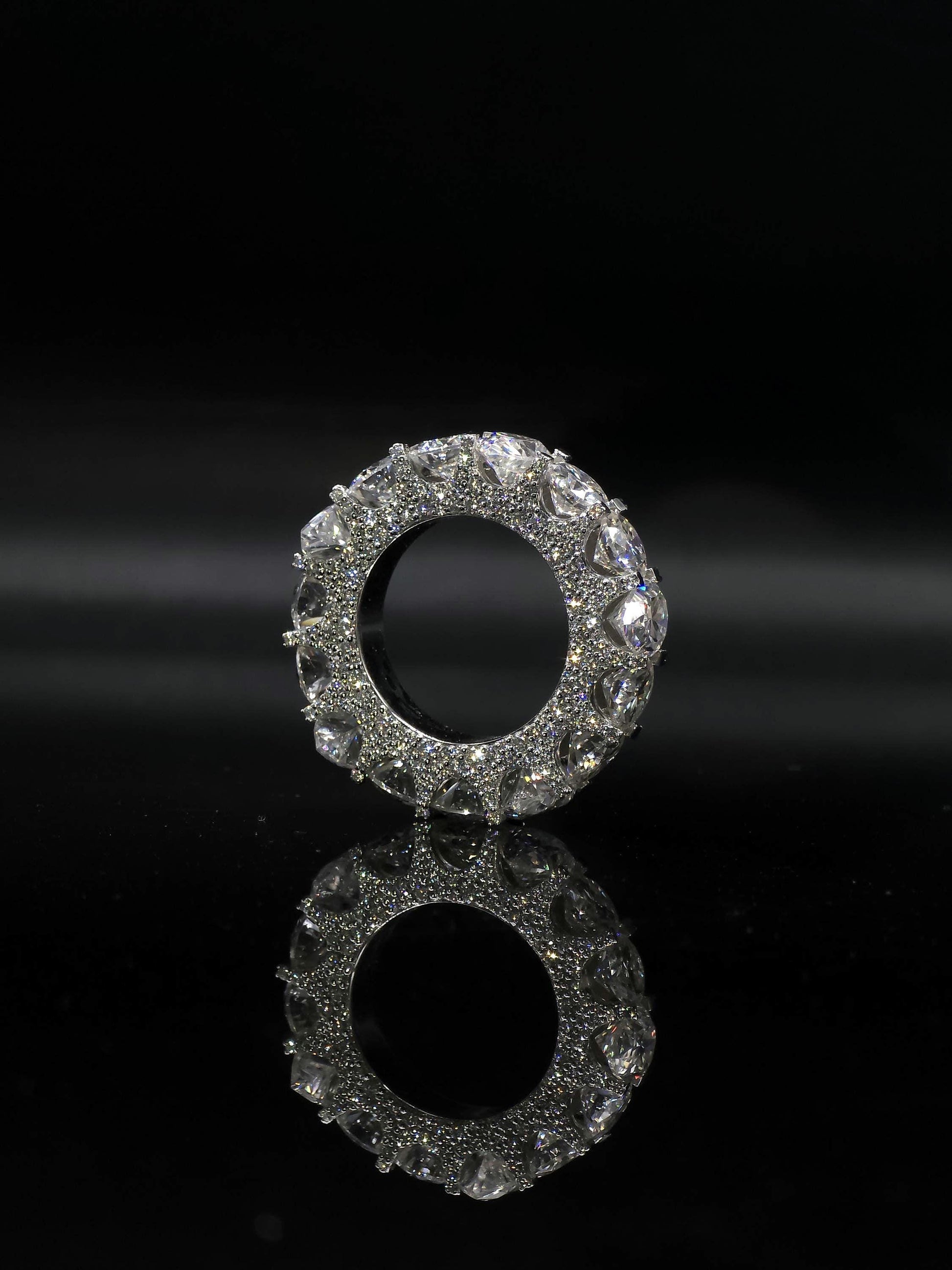 Pear and Round Cut Moissanite Eternity Band Ring | D Color VVS1 Moissanite Diamonds | Full Iced Out Band Ring | 925 Silver
