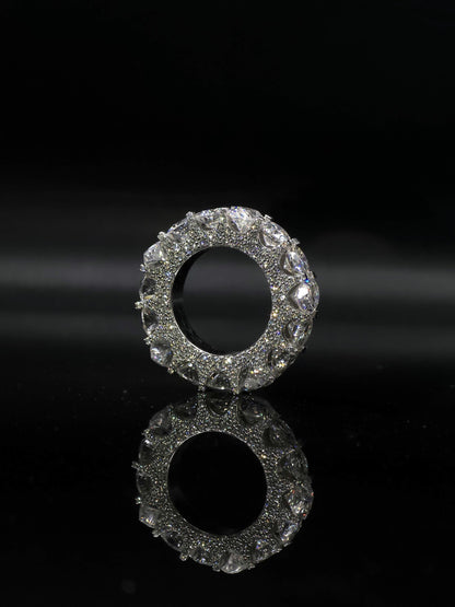 Pear and Round Cut Moissanite Eternity Band Ring | D Color VVS1 Moissanite Diamonds | Full Iced Out Band Ring | 925 Silver
