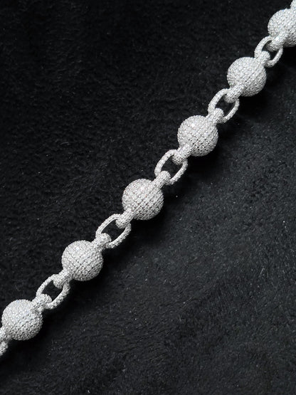 Iced Out Ball Link Chain | Moissanite Ball Chain Necklace | 925 Sterling Silver Hip Hop Jewelry | Custom Pave Chain