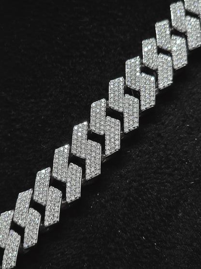 12mm Iced Out Prong Cuban Chain | Moissanite Cuban Link Necklace | 925 Sterling Silver Hip Hop Jewelry