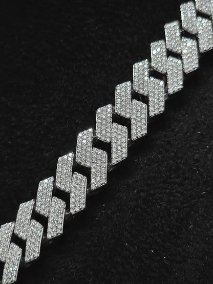 12mm Iced Out Prong Cuban Chain | Moissanite Cuban Link Necklace | 925 Sterling Silver Hip Hop Jewelry