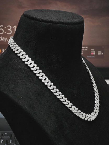 12mm Iced Out Prong Cuban Chain | Moissanite Cuban Link Necklace | 925 Sterling Silver Hip Hop Jewelry