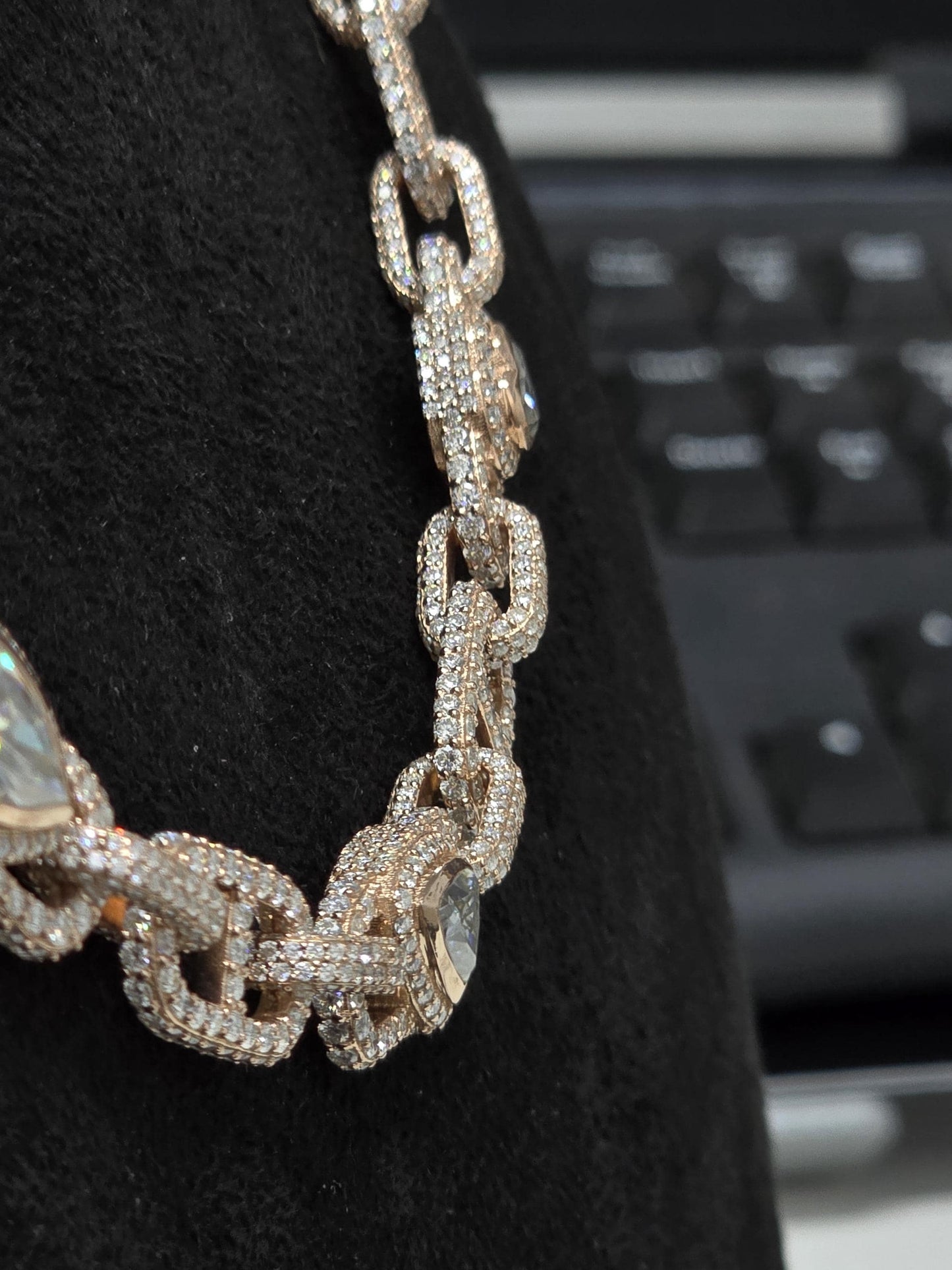 Custom Multi Shape Hermes Link Chain, 100ct VVS1 Moissanite Necklace, Hip Hop Statement Jewelry