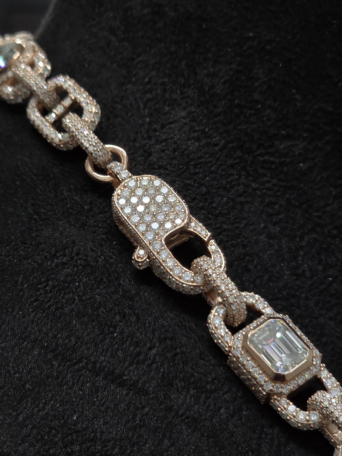 Custom Multi Shape Hermes Link Chain, 100ct VVS1 Moissanite Necklace, Hip Hop Statement Jewelry