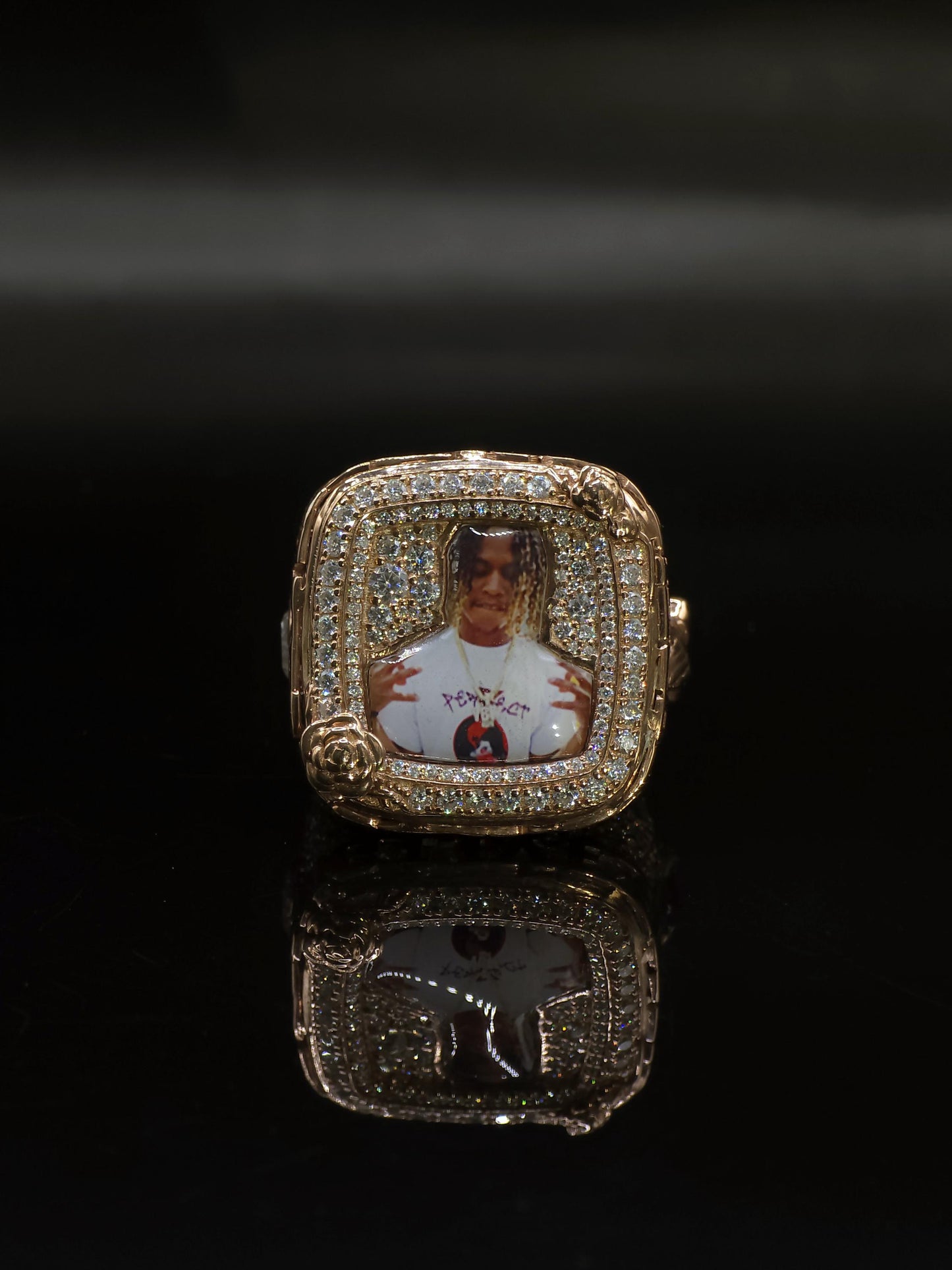 Custom Photo Memory Ring | Iced Out Moissanite Picture Ring | 925 Silver Personalized Memorial Hip Hop Ring