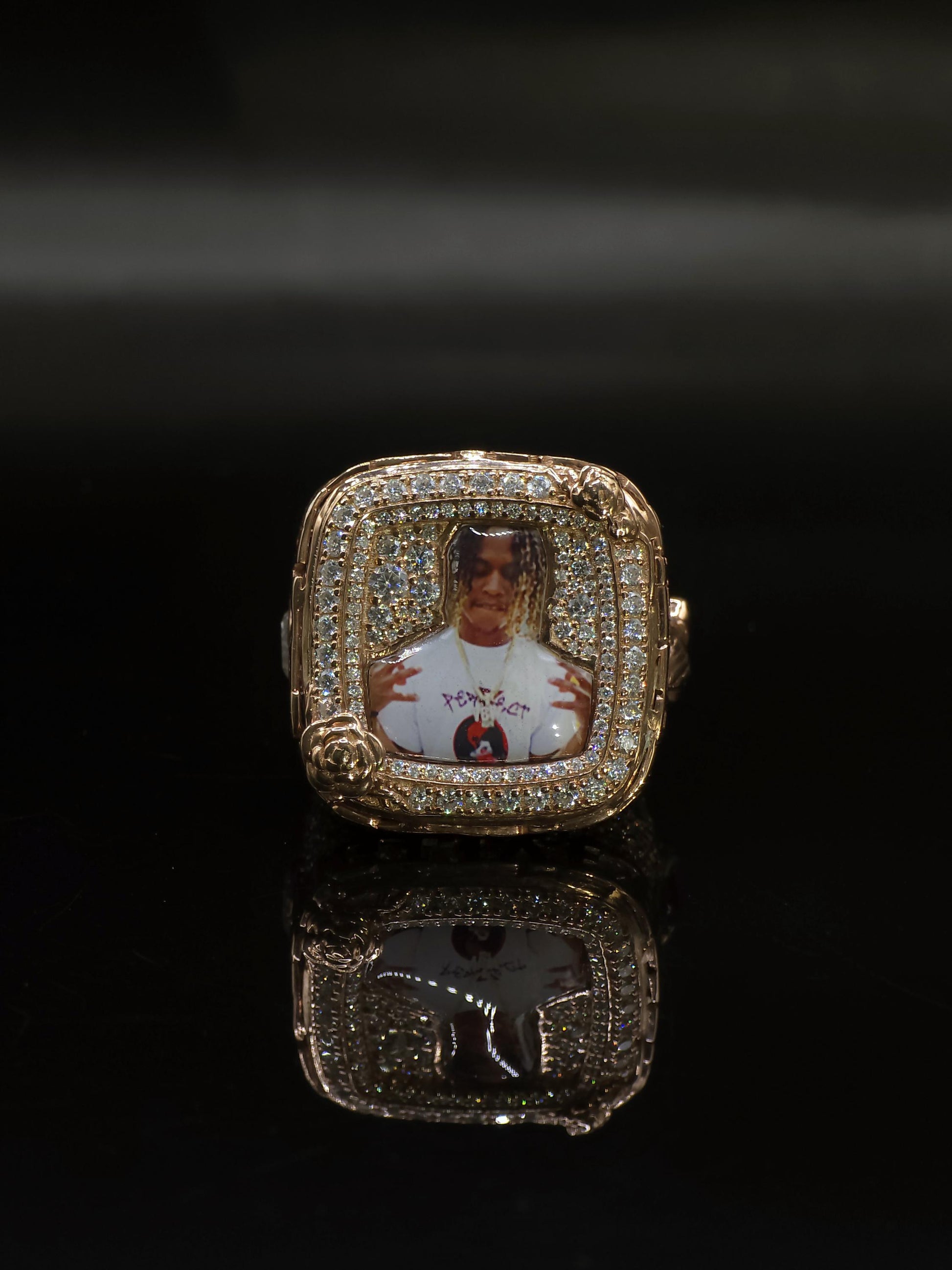 Custom Photo Memory Ring | Iced Out Moissanite Picture Ring | 925 Silver Personalized Memorial Hip Hop Ring