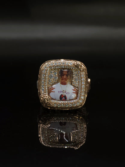 Custom Photo Memory Ring | Iced Out Moissanite Picture Ring | 925 Silver Personalized Memorial Hip Hop Ring
