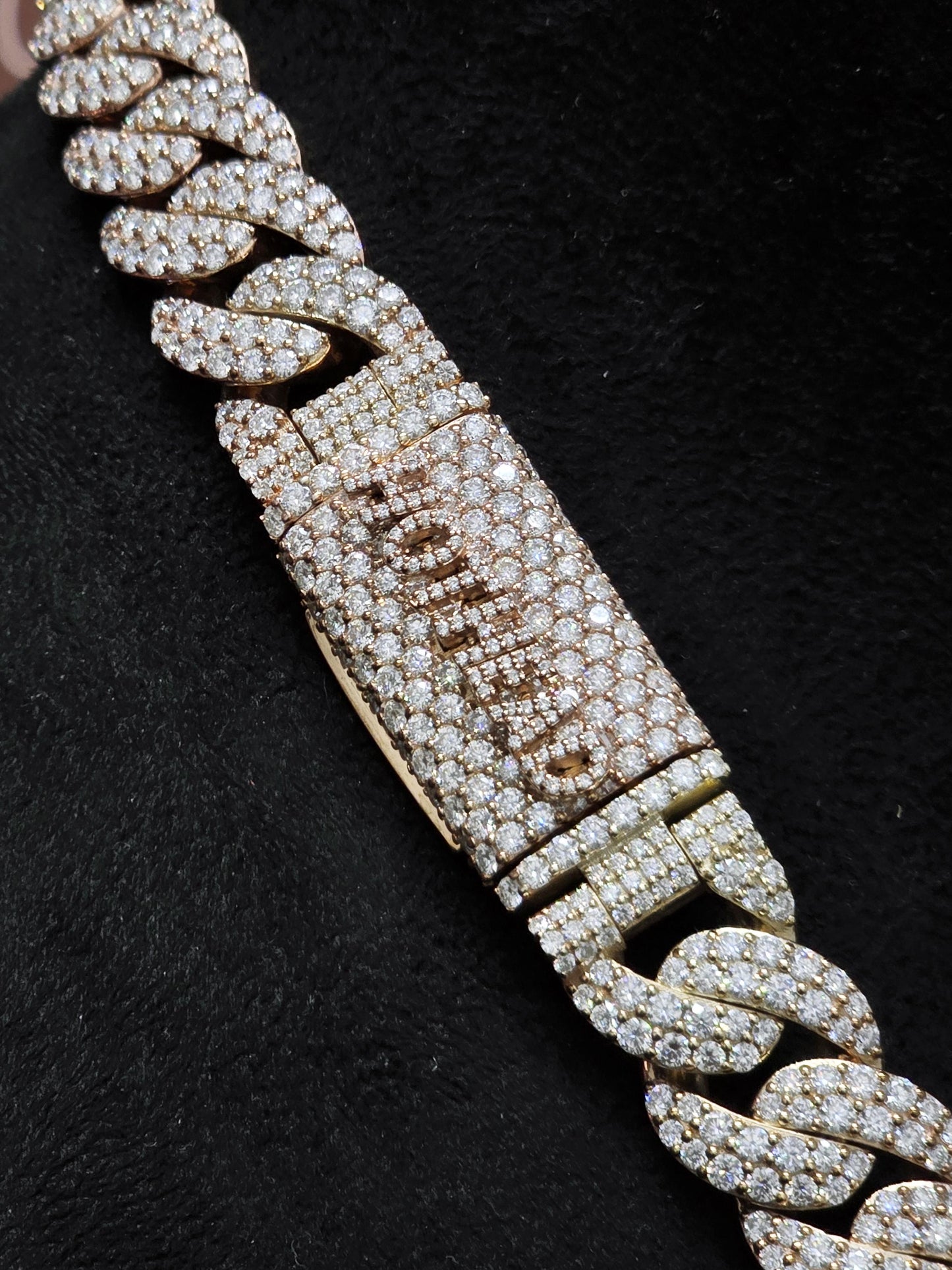 16mm Iced Out Miami Cuban Chain, VVS1 Moissanite, Rose Gold Plated Sterling Silver