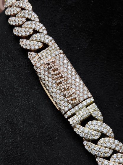 16mm Iced Out Miami Cuban Chain, VVS1 Moissanite, Rose Gold Plated Sterling Silver