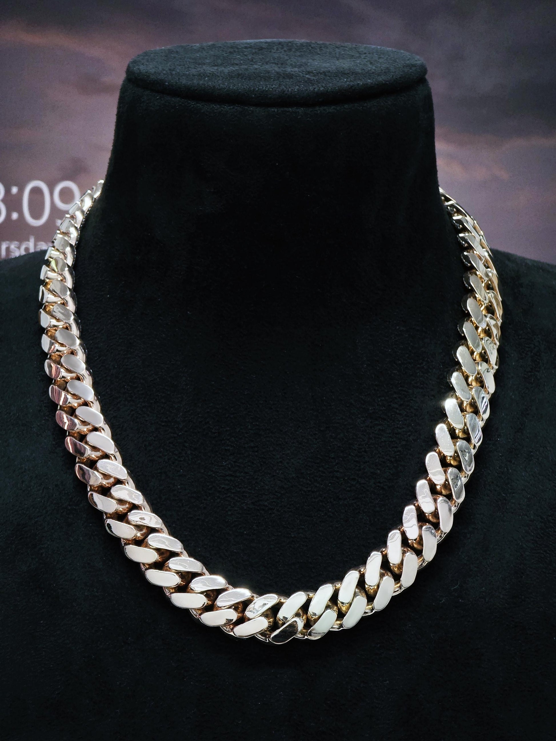 16mm Iced Out Miami Cuban Chain, VVS1 Moissanite, Rose Gold Plated Sterling Silver