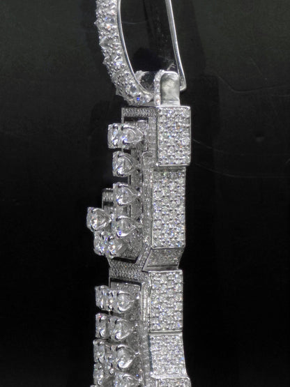 VVS Moissanite Vertical Name Pendant, 925 Sterling Silver Rhodium Plated Hip Hop Jewelry, Diamond Tester Pass