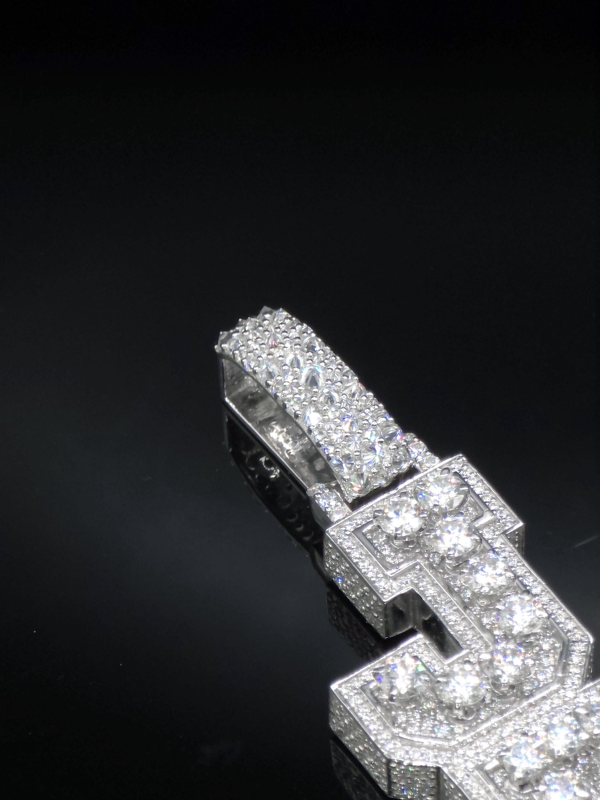 VVS Moissanite Vertical Name Pendant, 925 Sterling Silver Rhodium Plated Hip Hop Jewelry, Diamond Tester Pass
