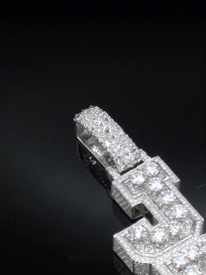 VVS Moissanite Vertical Name Pendant, 925 Sterling Silver Rhodium Plated Hip Hop Jewelry, Diamond Tester Pass