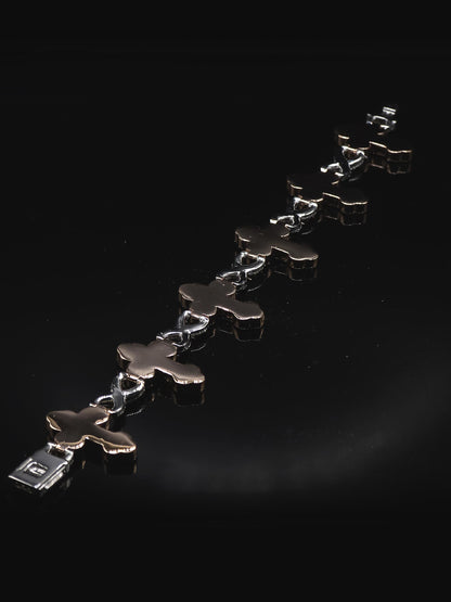 VVS1 Diamond Cross Link Bracelet, VVS1 Quality Baguette Moissanite Diamond, Pass Diamond Tester, Heavy Quality 925 Sterling Silver