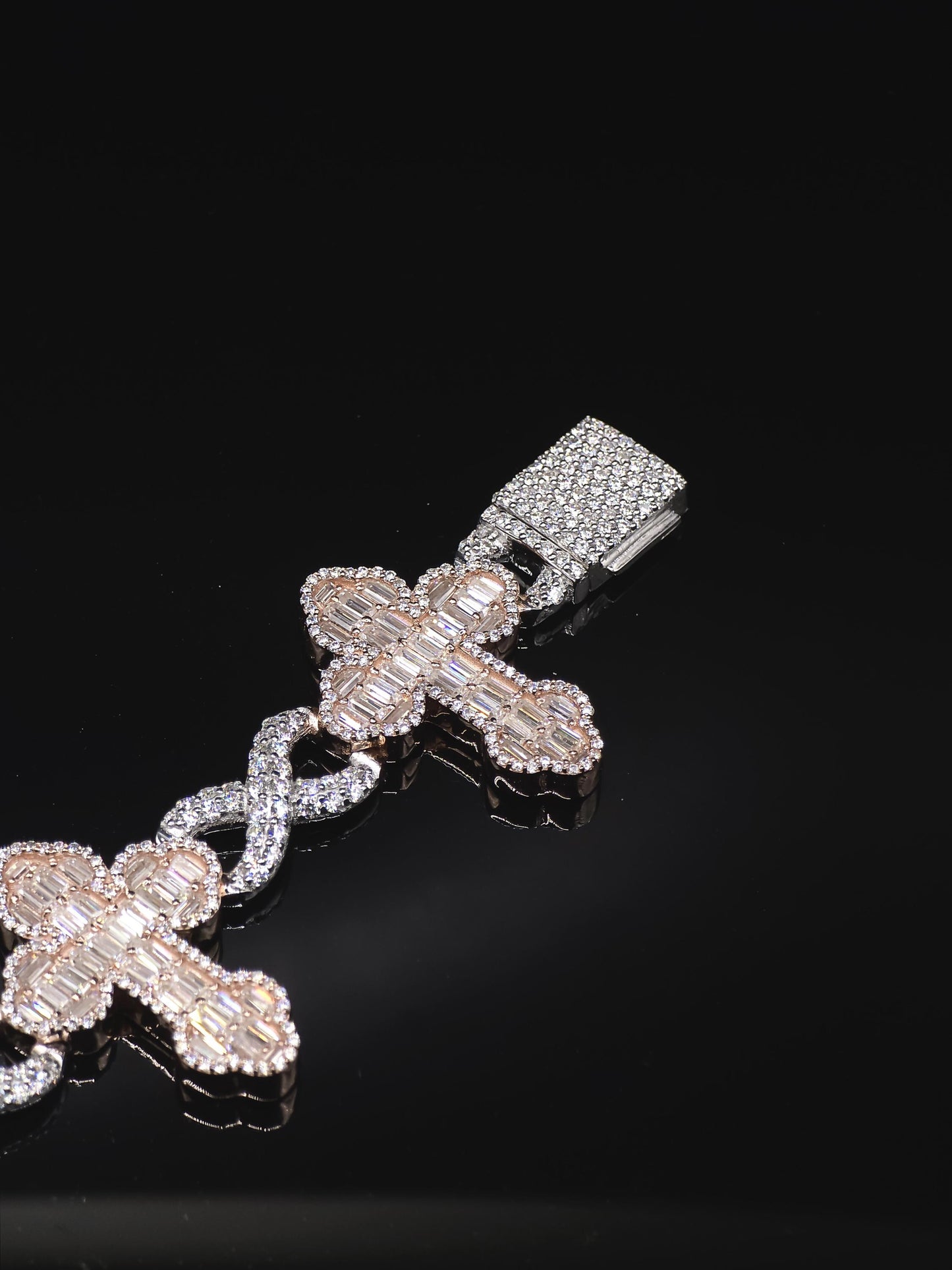 VVS1 Diamond Cross Link Bracelet, VVS1 Quality Baguette Moissanite Diamond, Pass Diamond Tester, Heavy Quality 925 Sterling Silver