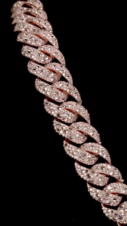 26MM Iced Out Cuban Link Chain | VVS Moissanite | Mosaic Inverted & Regular Set | Eagle Clasp | 925 Sterling Silver | Hip Hop Necklace