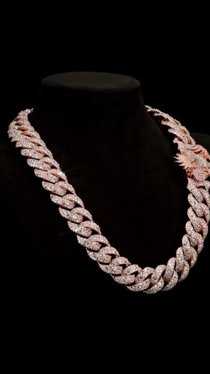 26MM Iced Out Cuban Link Chain | VVS Moissanite | Mosaic Inverted & Regular Set | Eagle Clasp | 925 Sterling Silver | Hip Hop Necklace