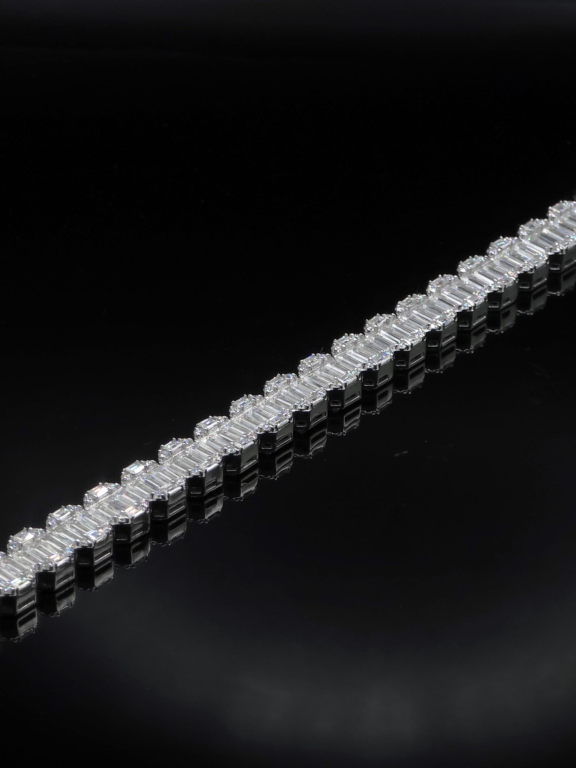 10mm Baguette Moissanite Track Bracelet for Men/Women, VVS1 Moissanite, Passes Diamond Tester, 925 Sterling Silver