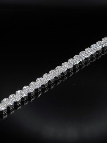 10mm Baguette Moissanite Track Bracelet for Men/Women, VVS1 Moissanite, Passes Diamond Tester, 925 Sterling Silver
