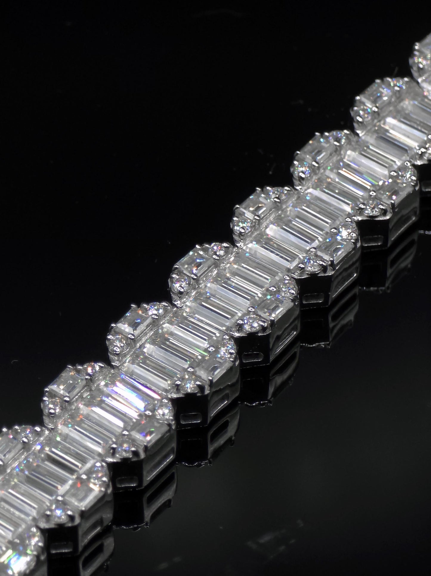 10mm Baguette Moissanite Track Bracelet for Men/Women, VVS1 Moissanite, Passes Diamond Tester, 925 Sterling Silver