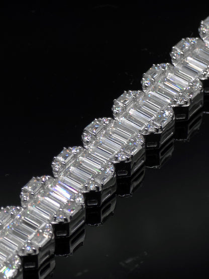 10mm Baguette Moissanite Track Bracelet for Men/Women, VVS1 Moissanite, Passes Diamond Tester, 925 Sterling Silver