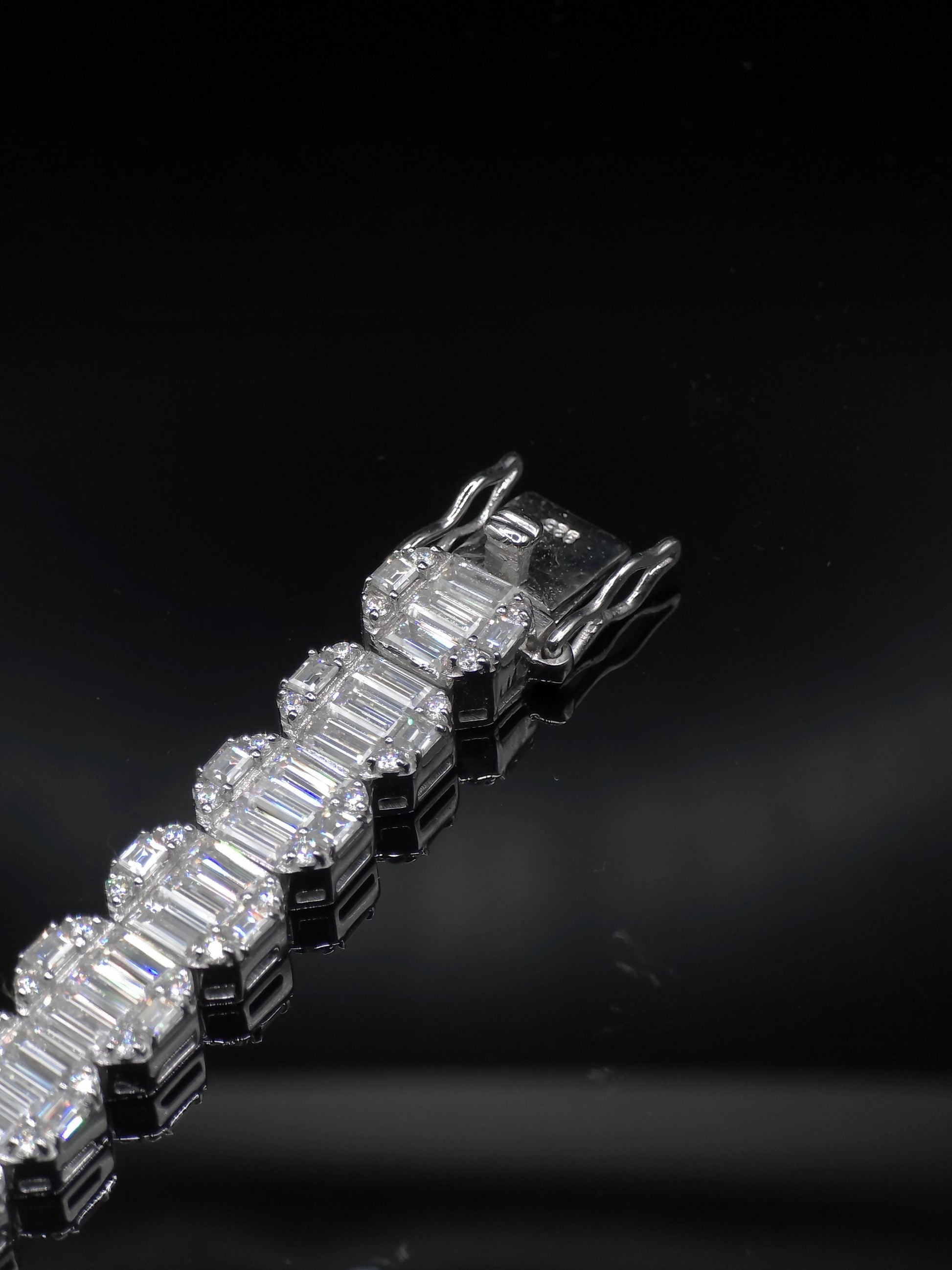 10mm Baguette Moissanite Track Bracelet for Men/Women, VVS1 Moissanite, Passes Diamond Tester, 925 Sterling Silver