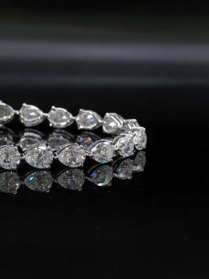 East West Pear Moissanite Track Bracelet, 8x6mm Pear Cut VVS Moissanite, 925 Silver Iced Out Bracelet, Gift for Him/Her
