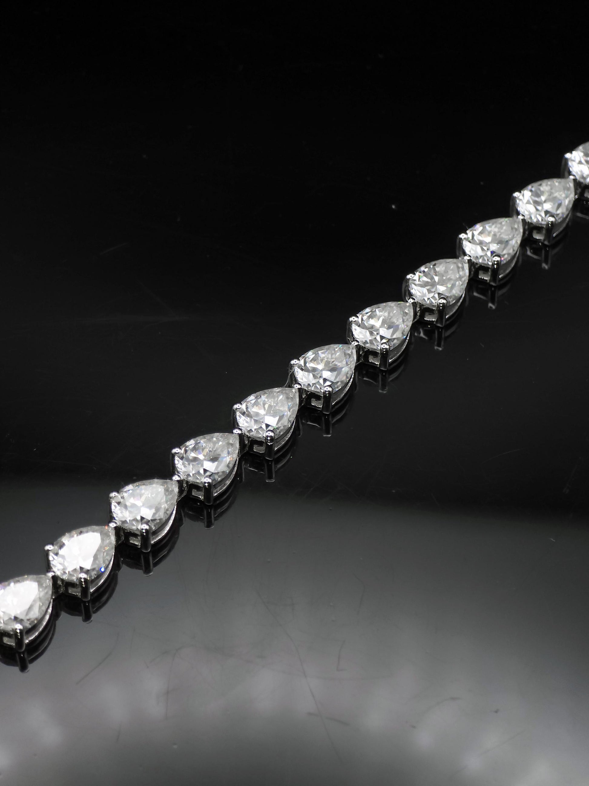 East West Pear Moissanite Track Bracelet, 8x6mm Pear Cut VVS Moissanite, 925 Silver Iced Out Bracelet, Gift for Him/Her