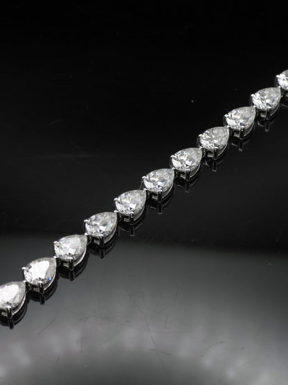 East West Pear Moissanite Track Bracelet, 8x6mm Pear Cut VVS Moissanite, 925 Silver Iced Out Bracelet, Gift for Him/Her