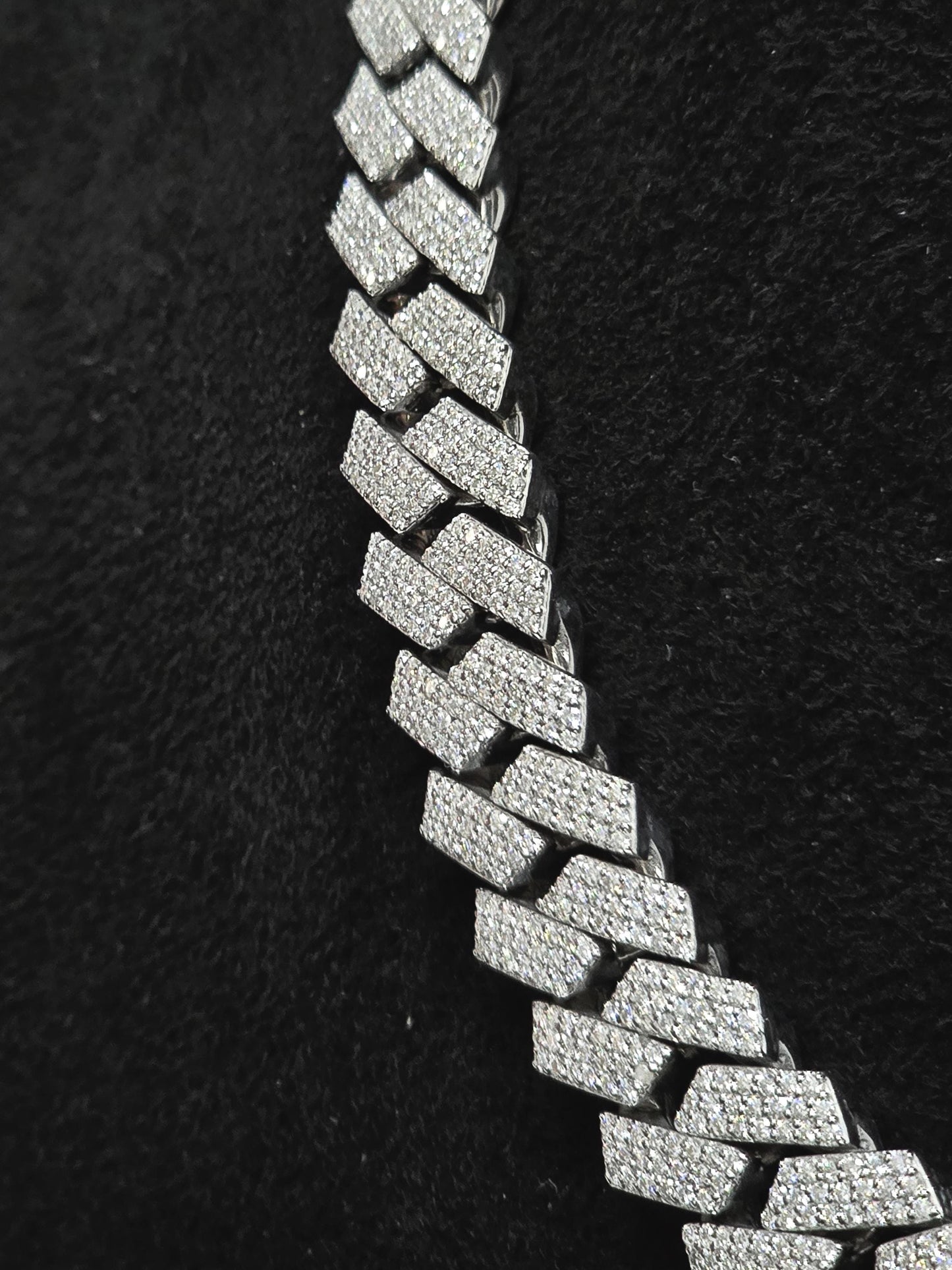 12mm Iced Out Prong Cuban Chain | Moissanite Cuban Link Necklace | 925 Sterling Silver Hip Hop Jewelry